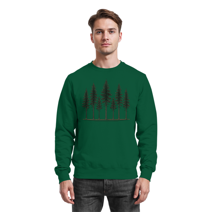 Arvenzo Pine Dusk Sweatshirt in bottle green, front view showing a cozy, casual sweatshirt with a simple design.