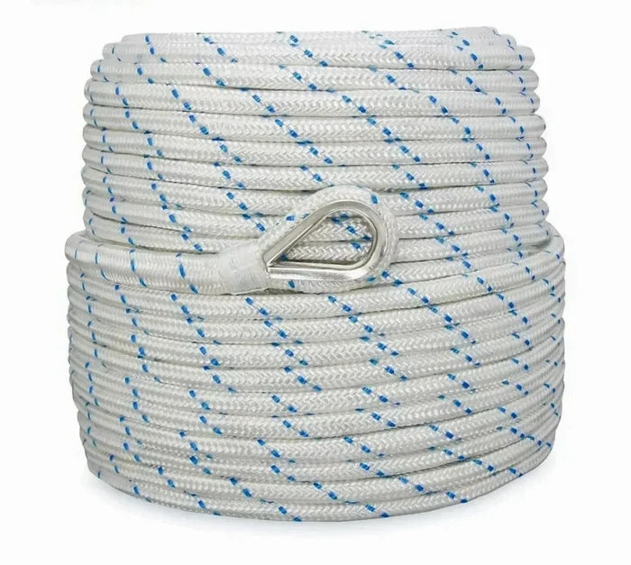 Polyamide Rope (SH18 Hook &amp; End Stop Knob) - High-Strength, CE-Approved | White Polyamide lifeline rope 14mm
