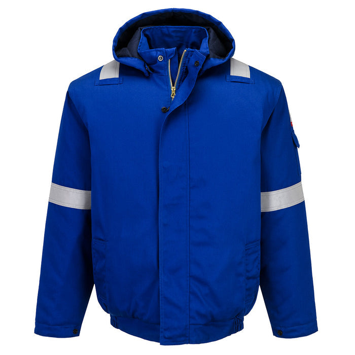 PORTWEST FR731 Bizflame Work+ FR Insulated Bomber Jacket | Flame Resistant Safety Jacket (Navy, Royal Blue)