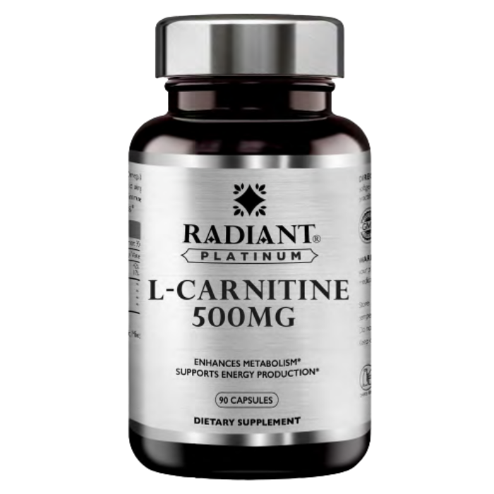 Radiant Platinum L-Carnitine 500mg, Fat Metabolism, Energy Booster & Weight Management Support - 90 Capsules Radiant Platinum