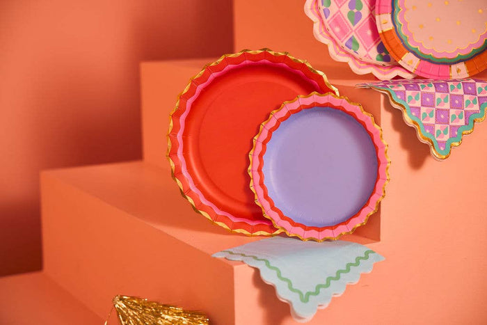 Rainbow Ric Rac Assorted Dessert Plate Set