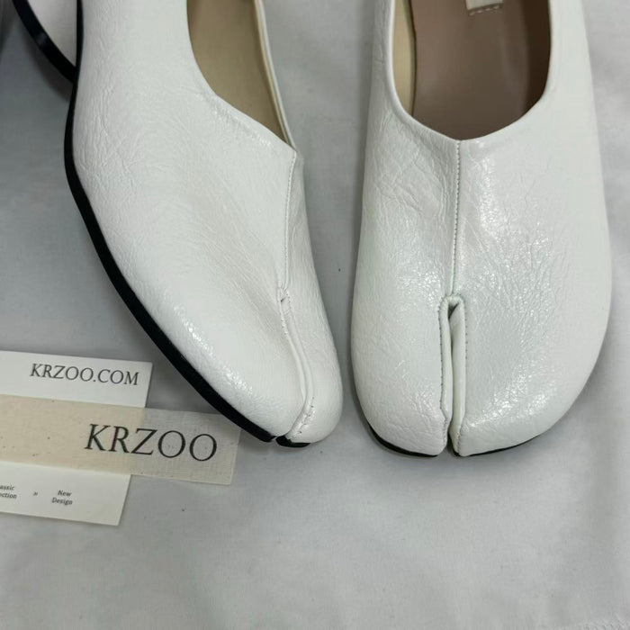 Retro Split-Toe Chunky Heeled Loafers