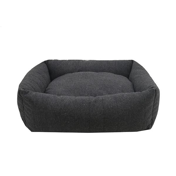 Rosewood 40 Winks grey felt square dog bed with memory foam base, front view
