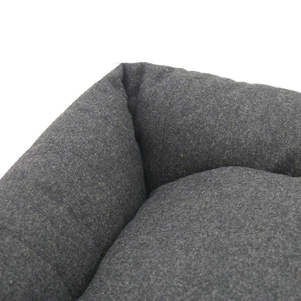 Rosewood grey felt memory foam dog bed showing the padded edges and cushion