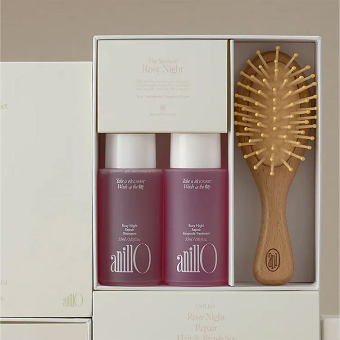 Anillo Rosy Night Repair Hair & Brush Set Nudie Glow Australia