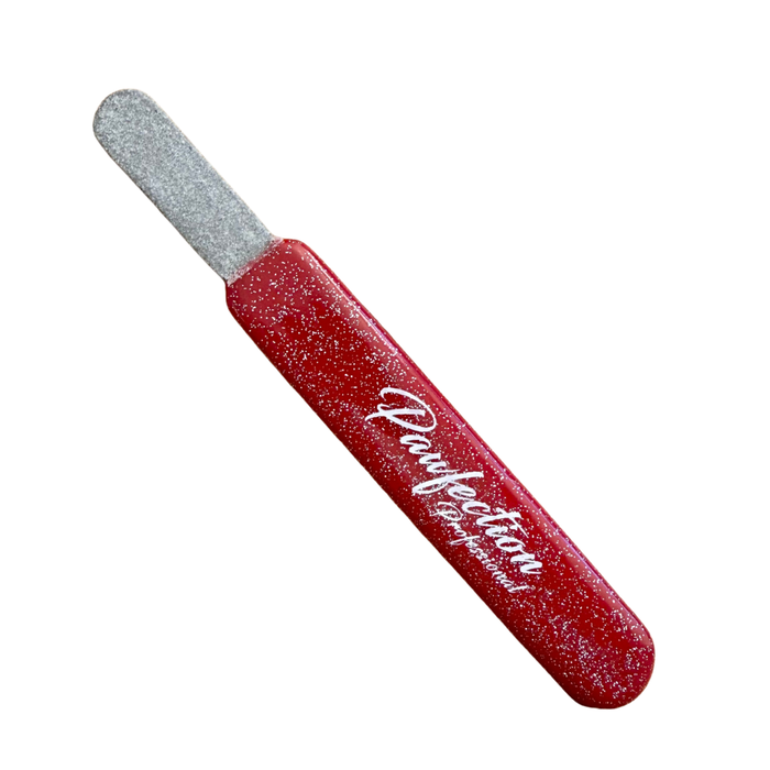 Round Straight Fine Stripping File w/ Red Glitter Handle