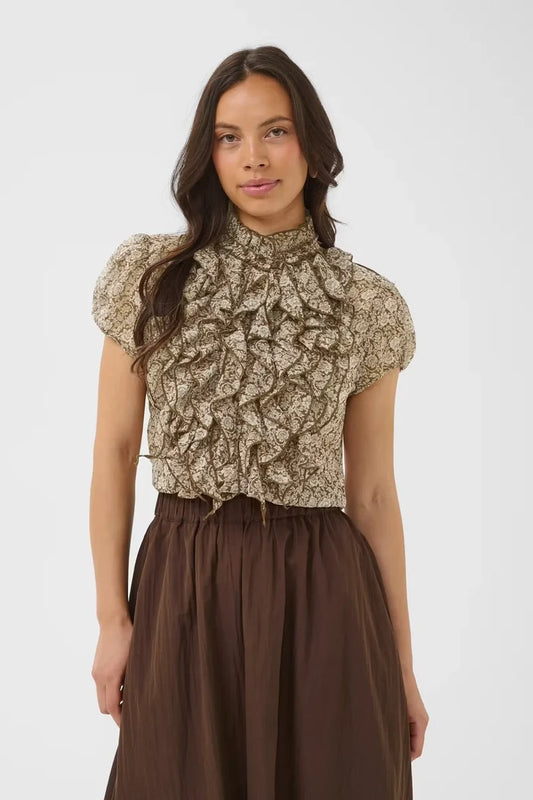 Saint Tropez Lilja Crinkle Shirt - Dove Earth Flower Paper