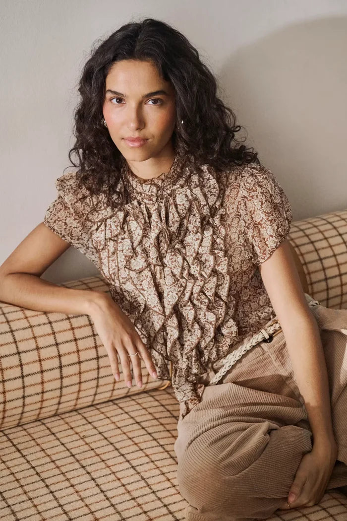 Saint Tropez Lilja Crinkle Shirt - Dove Earth Flower Paper
