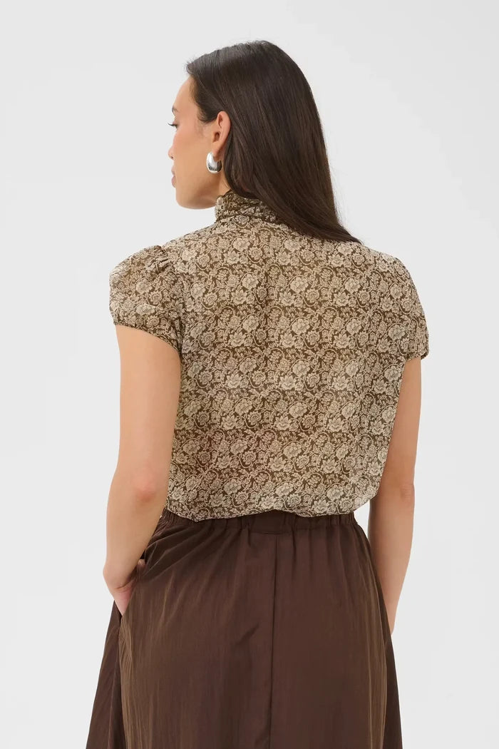 Saint Tropez Lilja Crinkle Shirt - Dove Earth Flower Paper