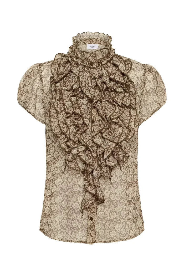 Saint Tropez Lilja Crinkle Shirt - Dove Earth Flower Paper