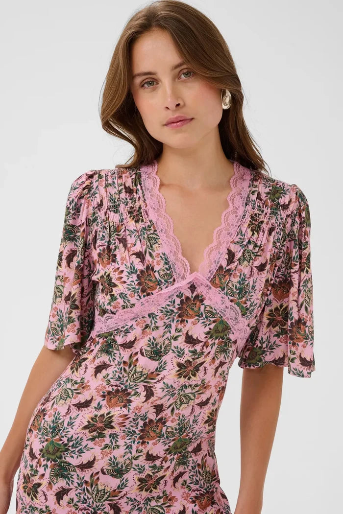 Saint Tropez Teodora Dress - Mauve Mist Lotus Blooms