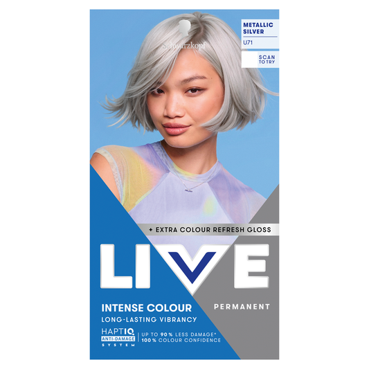 Schwarzkopf LIVE Intense Colour U71 Metallic Silver Permanent Hair Dye
