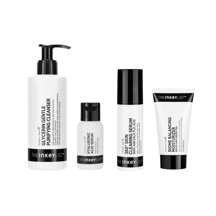Set of skincare products from The Inkey List on a white background