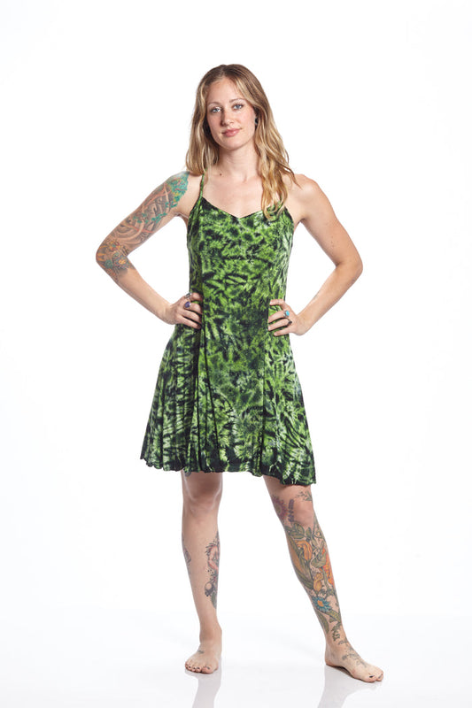 Short Spaghetti Strap Avocado Crackle