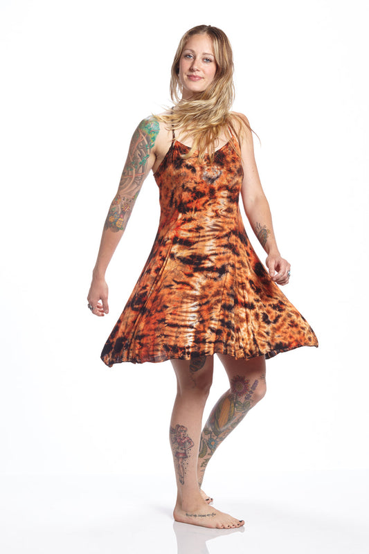 Short Spaghetti Strap Burn Orange Crackle
