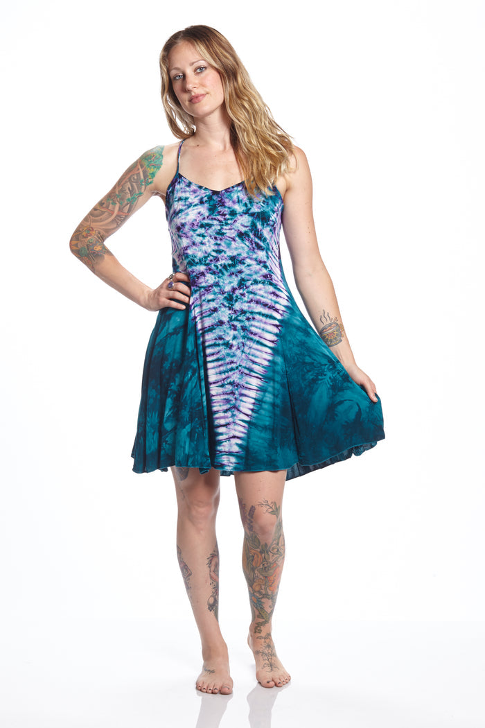Short Spaghetti Strap Jade Violet V-Down