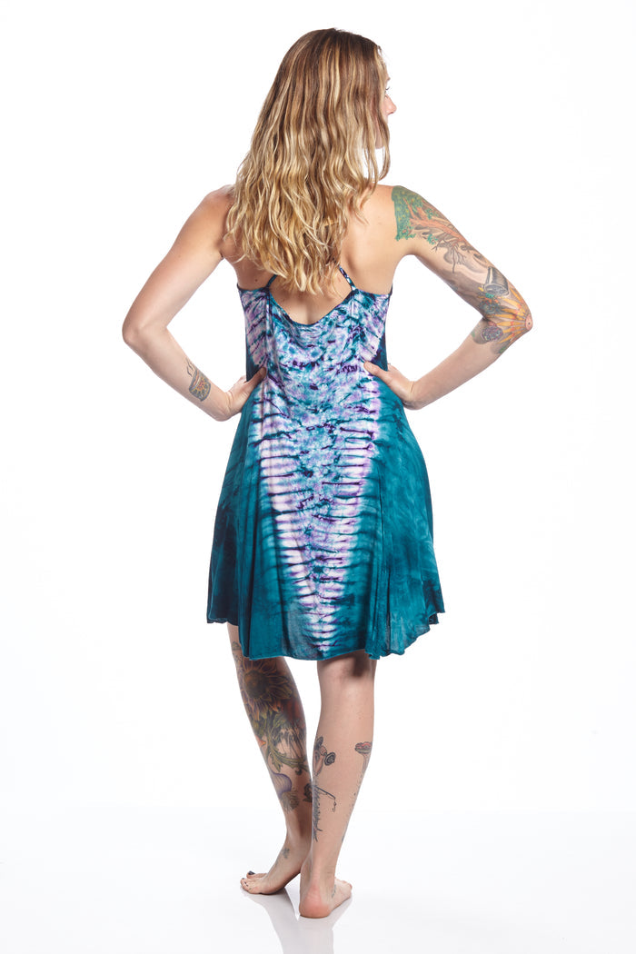 Short Spaghetti Strap Jade Violet V-Down