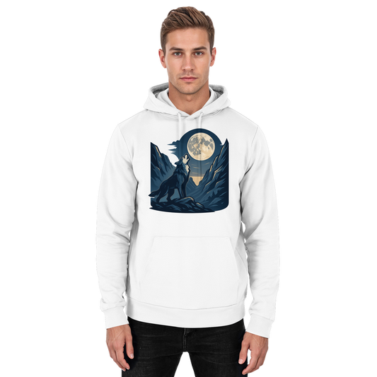 Unisex silver Howl hoodie by Arvenzo featuring a front view in Arctic White, showcasing a casual, comfortable hoodie design.