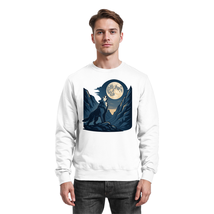 Arvenzo silver Howl sweatshirt featuring a front design, long sleeves, and a cozy fit in arctic white.