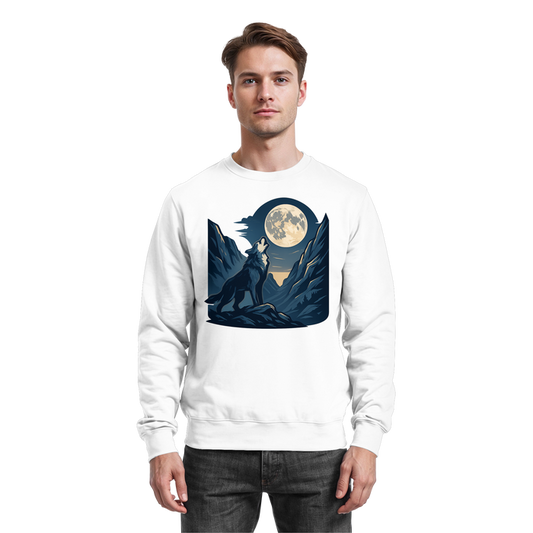 Arvenzo silver Howl sweatshirt featuring a front design, long sleeves, and a cozy fit in arctic white.