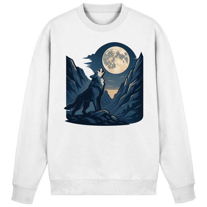 Arvenzo silver Howl sweatshirt in Arctic White, front view showing round neckline and casual fit, made of soft sweatshirt fabric.