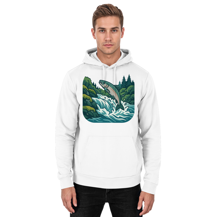 Front view of Arvenzo Silver Run Hoodie, a unisex Arctic White hoodie with a simple design and comfortable fit.