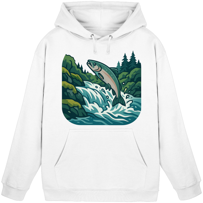 Front view of Arvenzo Silver Run Hoodie, unisex Arctic White hoodie with simple design and comfortable fit.