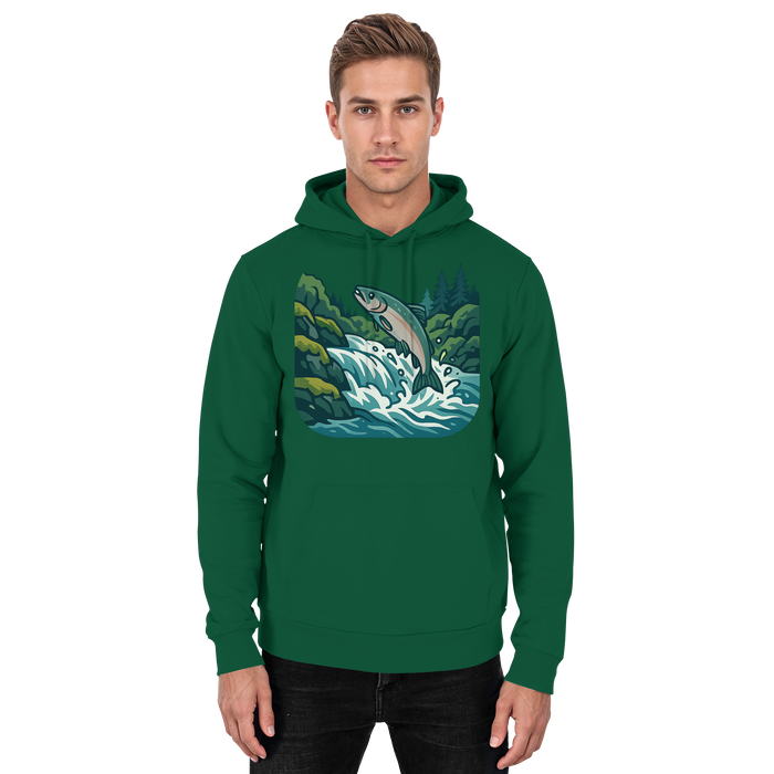 Silver Run Hoodie by Arvenzo in bottle green, front view, unisex hoodie with a simple design and comfortable fit.