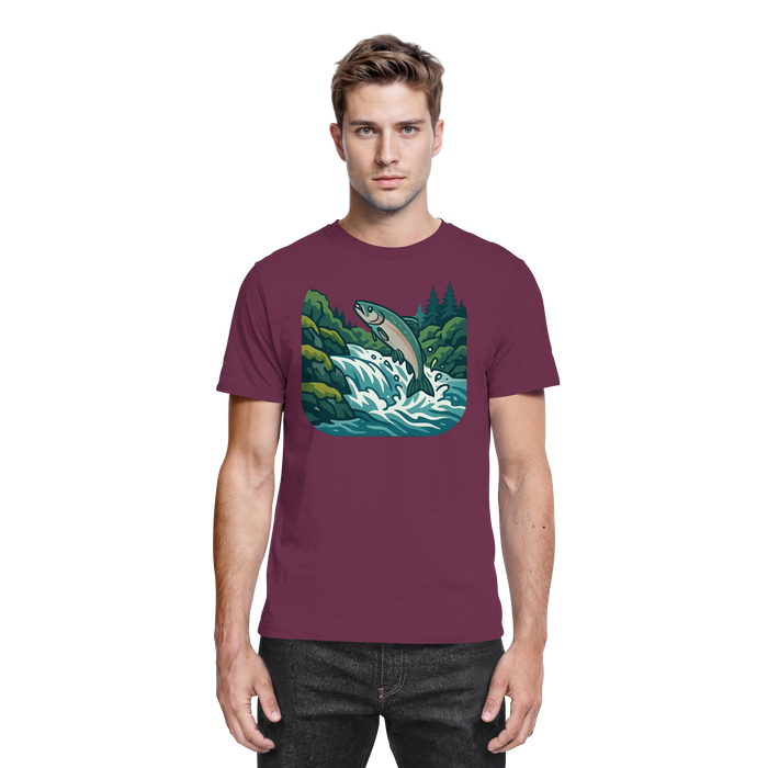 Unisex silver run shirt by Arvenzo featuring a front view in a premium burgundy fabric.