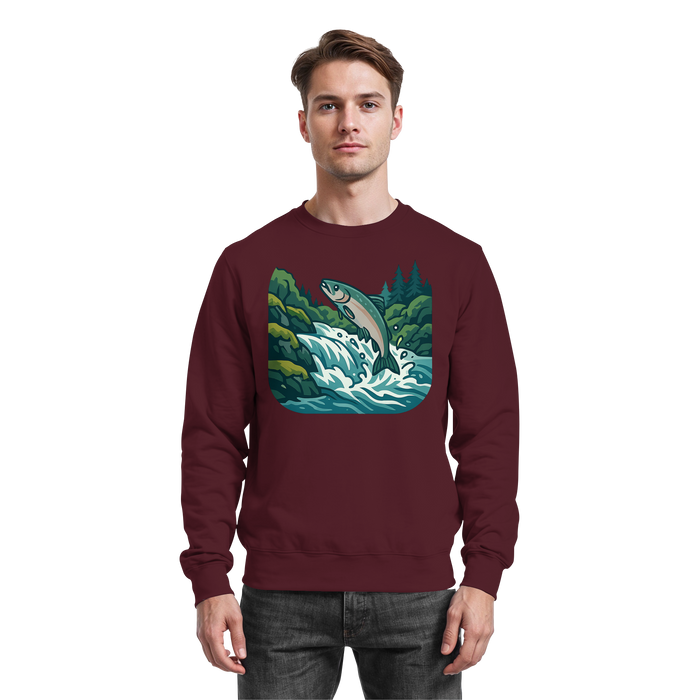 Silver Arvenzo Run sweatshirt in burgundy, front view showing classic crewneck design and soft fabric texture.