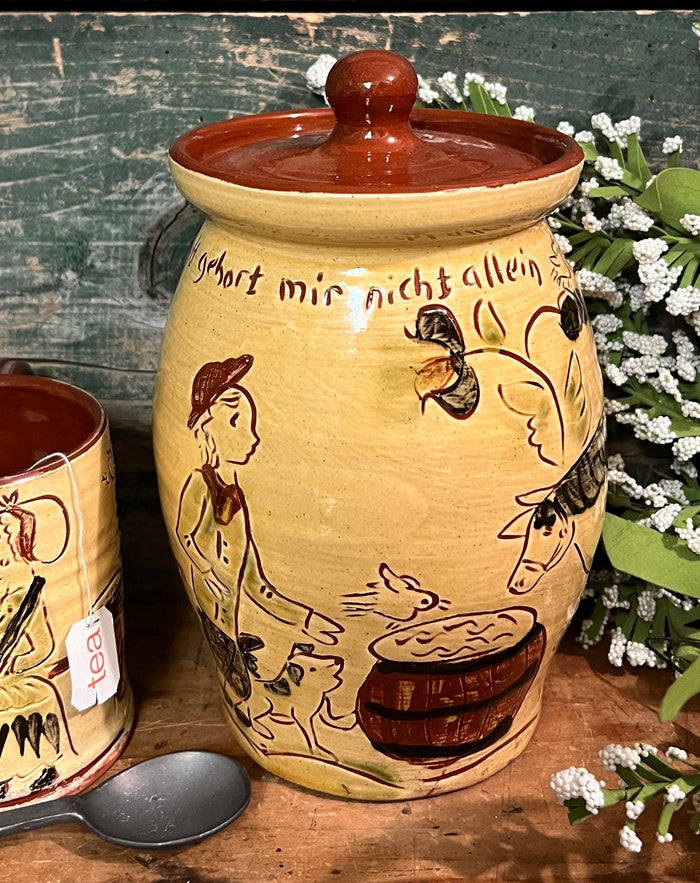 SJP-STC-E Sgraffito Pottery Tea Canister