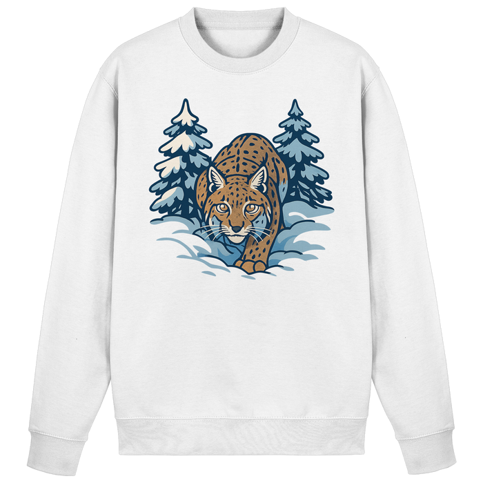 Arvenzo Snow Lynx sweatshirt in Arctic White, front view showing a cozy, casual sweatshirt with a minimalist design.
