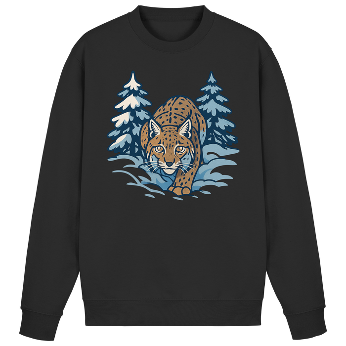 Black Arvenzo Snow Lynx sweatshirt with front logo, soft fabric, and casual fit, displayed in a front view.