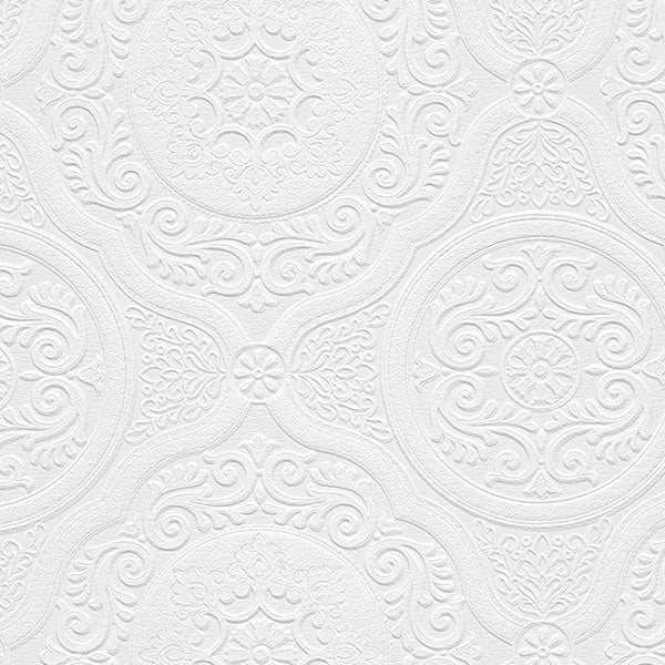 Spanish Architectural Ceiling Tile Raised Textured Paintable Wallpaper - all4wallswall-paper