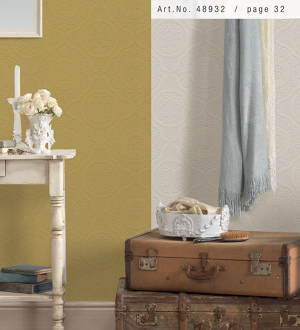 Spanish Architectural Ceiling Tile Raised Textured Paintable Wallpaper - all4wallswall-paper