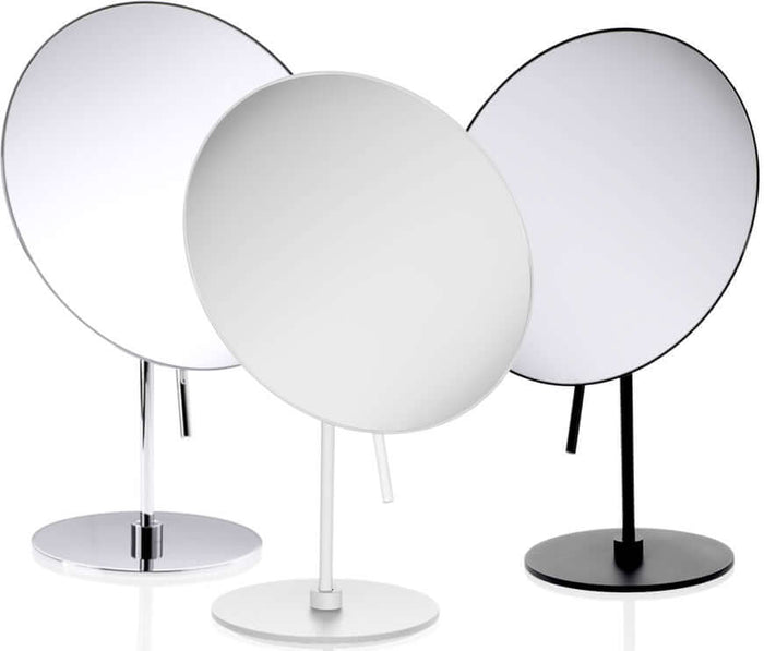 Decor Walther 5x Cosmetic Mirror. Left-to-right:  Polished Chrome, Matte White, Matte Black