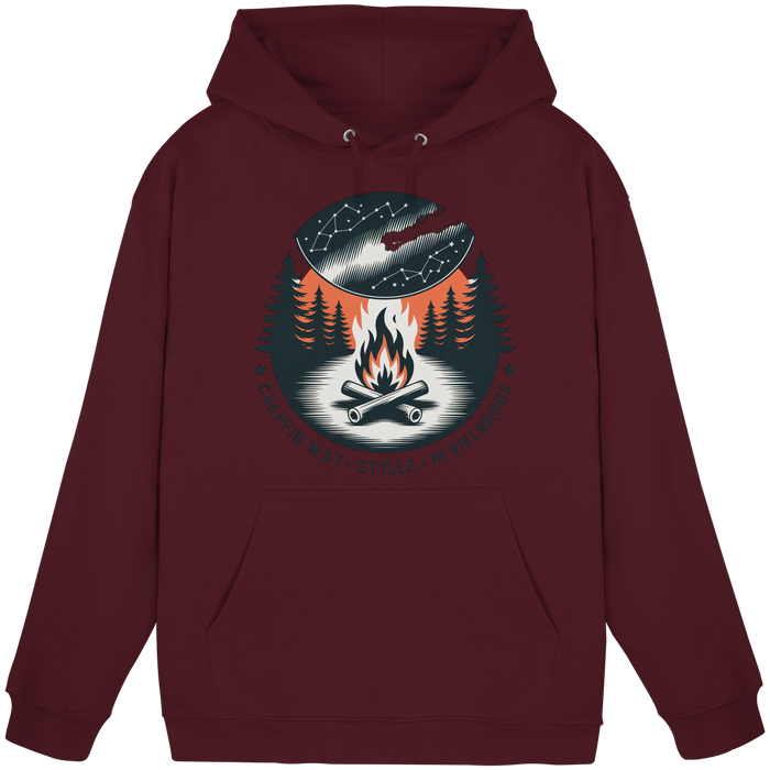 Unisex burgundy Star Map hoodie by Arvenzo featuring a front design with star constellation pattern and comfortable fit.