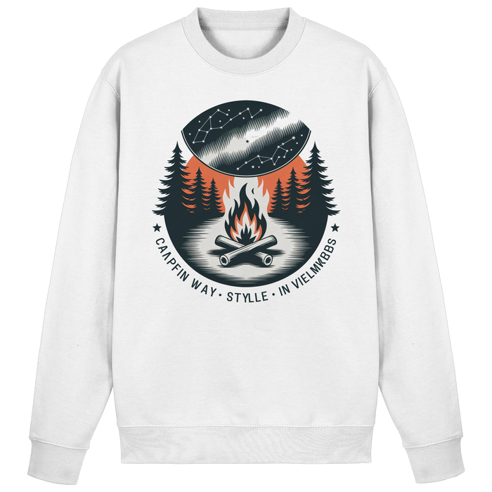 Arvenzo star map sweatshirt in Arctic White with celestial design on the front, cozy and stylish for casual wear.
