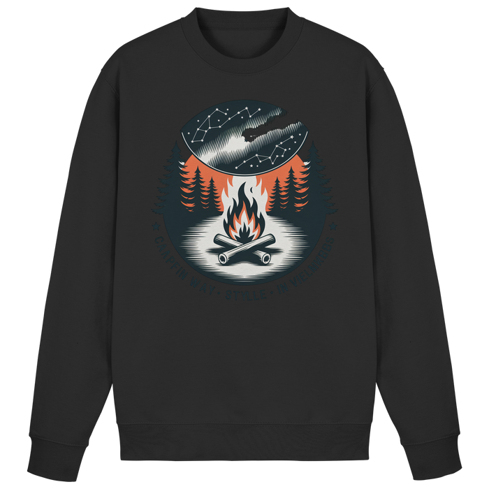 Black Arvenzo Star Map sweatshirt featuring a celestial star pattern on the front, casual and comfortable for everyday wear.