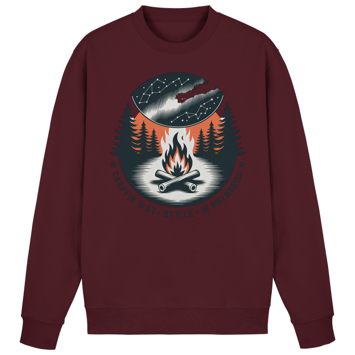 Arvenzo Star Map sweatshirt in burgundy showing front view with star constellation design on a cozy sweatshirt.