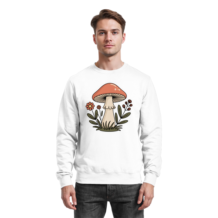 Arvenzo Still Roots sweatshirt in Arctic White, front view showing a cozy, plain crewneck sweatshirt with minimalist style.
