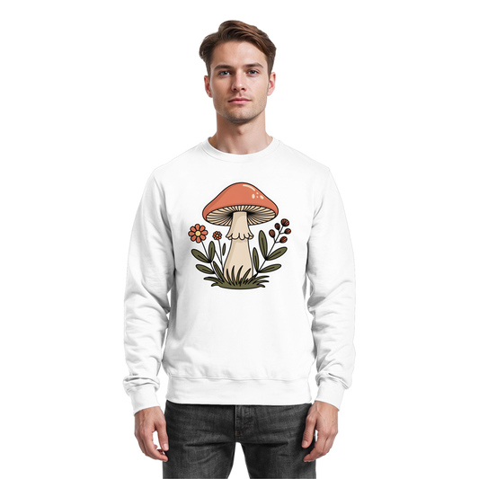 Arvenzo Still Roots sweatshirt in Arctic White, front view showing a cozy, plain crewneck sweatshirt with minimalist style.