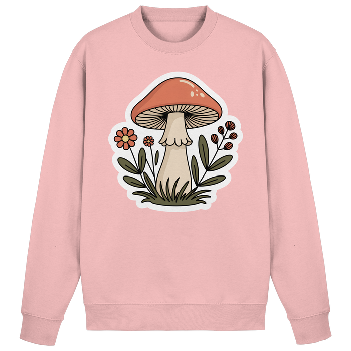 Baby pink Arvenzo Still Roots sweatshirt with a simple front design, soft cotton fabric, and comfortable fit.