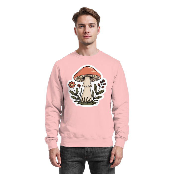 Baby pink Arvenzo Still Roots sweatshirt with a simple front design, soft fabric, and comfortable fit.