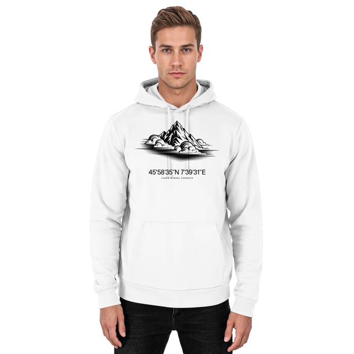 Arvenzo Summit Point Hoodie in Arctic White, front view, unisex casual hoodie with a simple design and comfortable fit.
