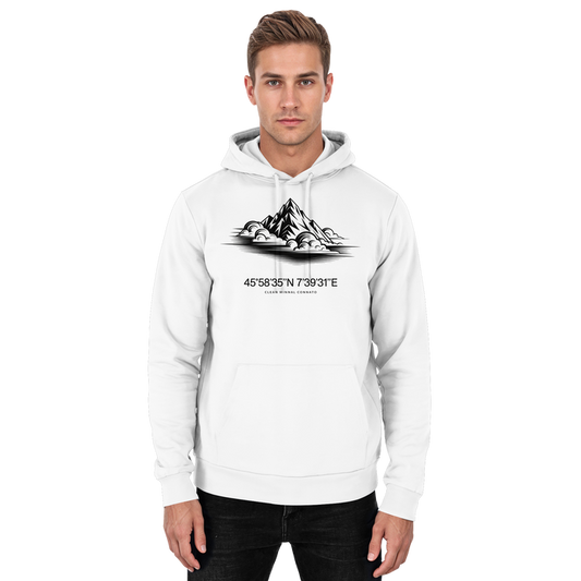 Arvenzo Summit Point Hoodie in Arctic White, front view, unisex casual hoodie with a simple design and comfortable fit.