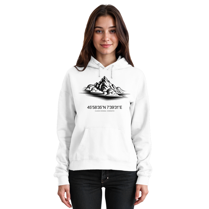 Arvenzo Summit Point hoodie in Arctic White front view, unisex casual hoodie with a simple design and soft fabric.