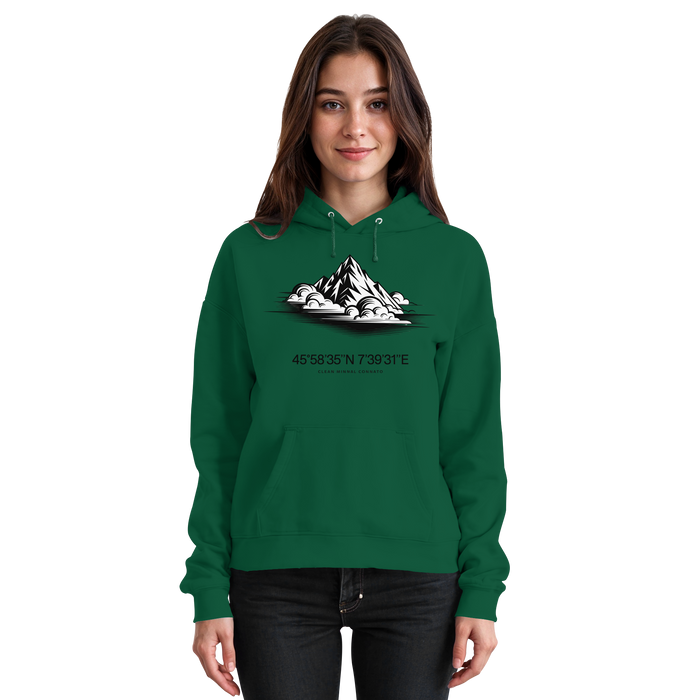 Arvenzo Summit Point Hoodie in bottle green, front view, unisex casual hoodie with a simple design.