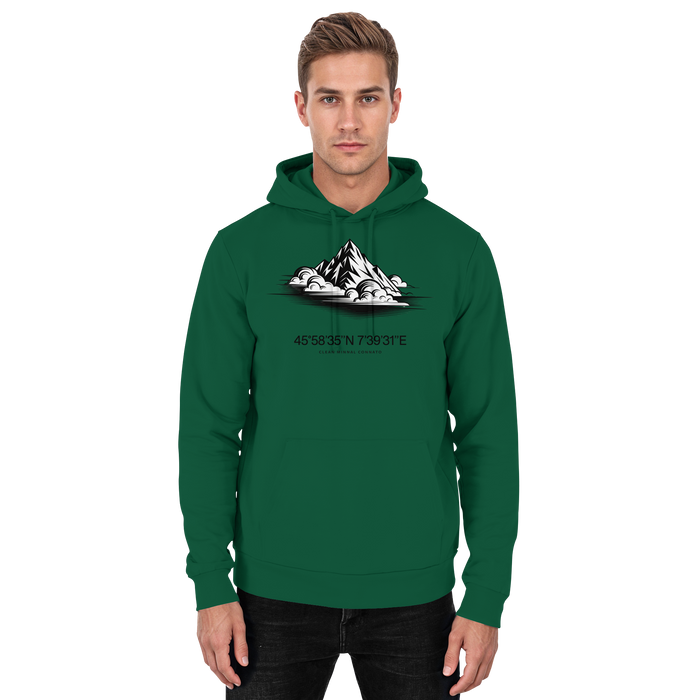 Arvenzo Summit Point hoodie in bottle green, front view of a unisex casual hoodie with a simple design.