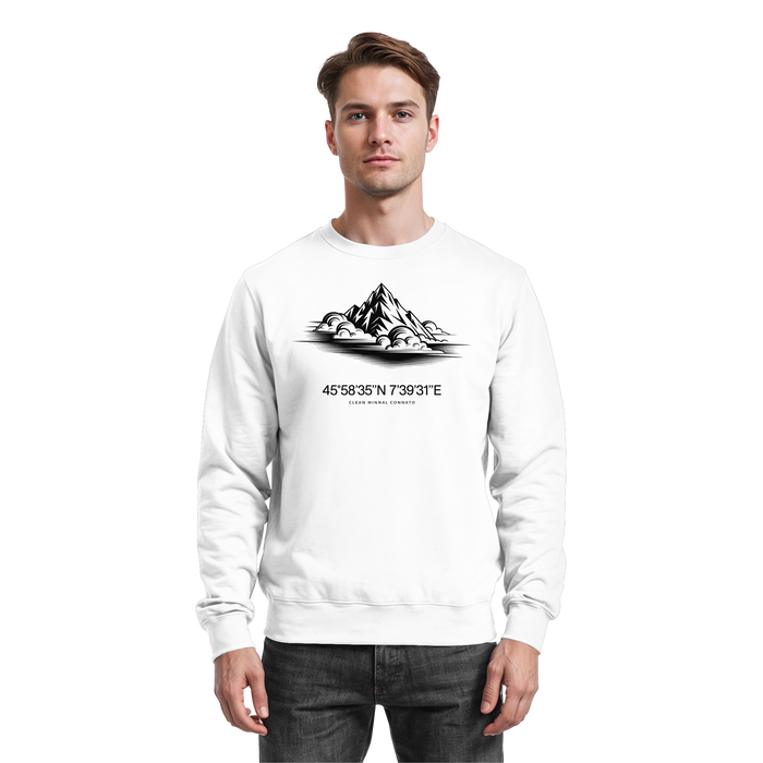 Arvenzo Summit Point sweatshirt in Arctic White, front view showing a casual, comfortable design with a crew neck and long sleeves.